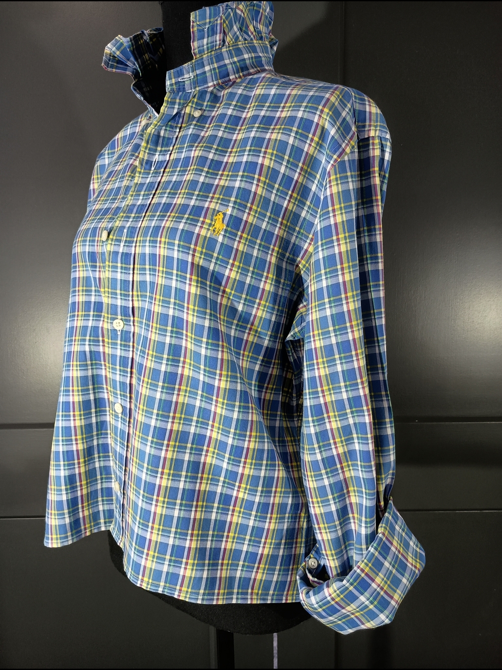Upcycled Women's Ralph Lauren Ruffled Collar Shirt